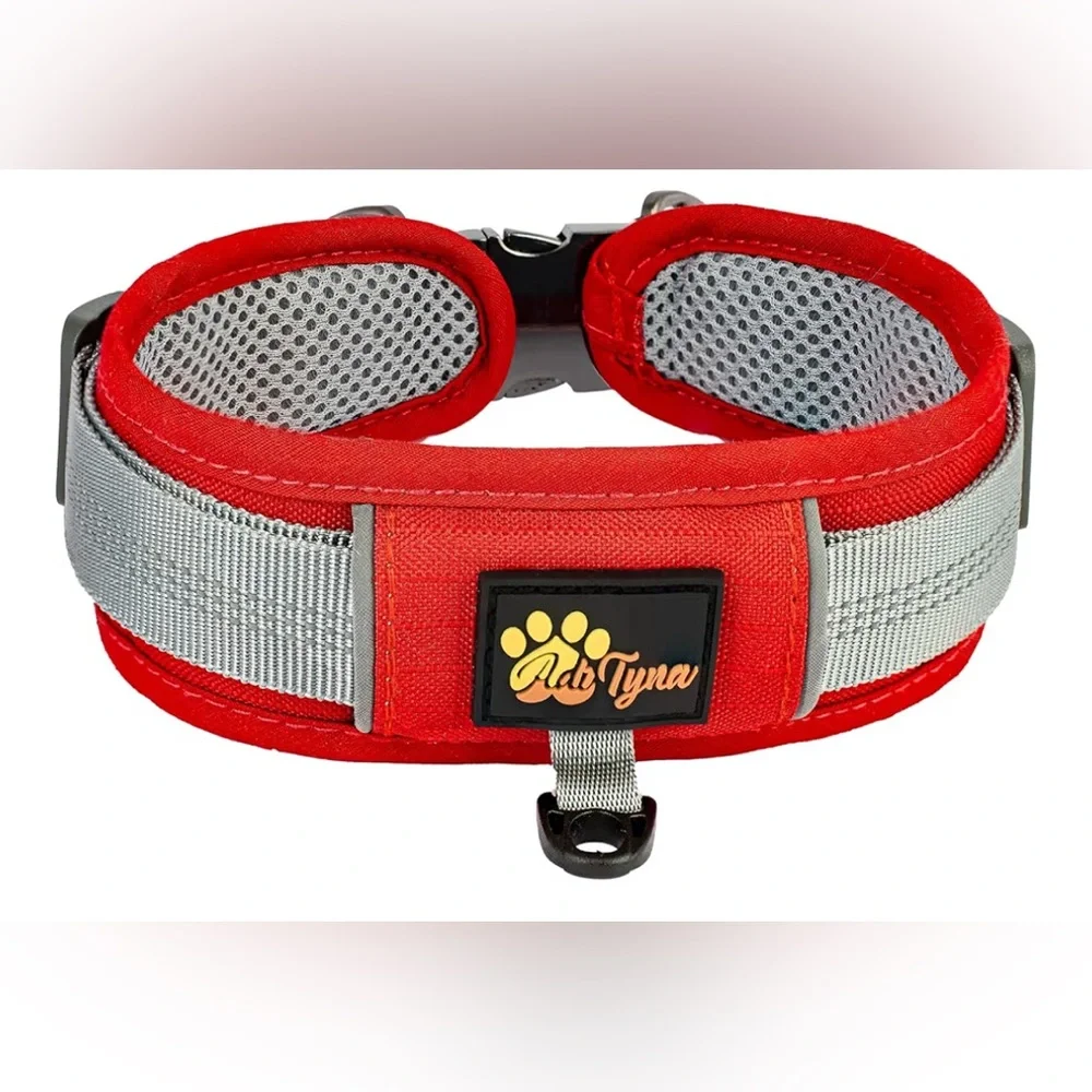 Red Dog Collar with AirTag Holder